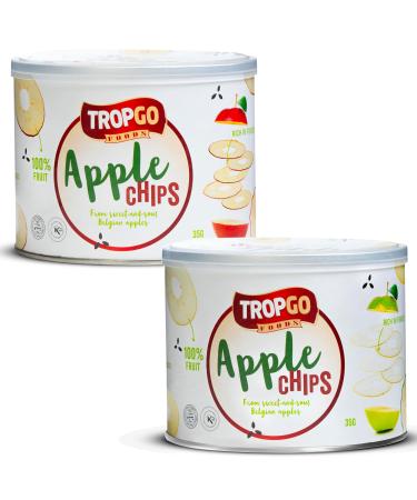 Tropgo - Belgium Apple Chips - 100% Fruit - Natural Healthy Snack - Fresh Red Apple Crisps 35gr - Recyclable Tin Fresh lock seal (2-Pack Red and Green) Red and Green 2-Pack