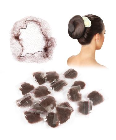 PROUSKY 20 Pcs Hair Nets Hair Bun Holder Hairnets for Bun Hair Nets Invisible Elastic Edge Mesh Ballet Bun Net Holder for Women Girls Dance Nurse Wig Fixing Hair (Coffee)