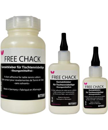 Butterfly Free Chack Table Tennis Racket Glue - Perfect for Assembling Table Tennis Ping Pong Paddle - Comes with Sponges and Application Clip to Easily Replace Table Tennis Rubber 90ml