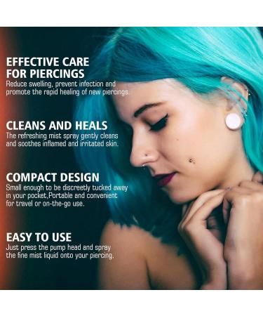 Piercing Aftercare Spray Ear Hole Care Spray Ear Piercing Cleaning Solution Portable Pierced Ear Care Solution Swelling Ear Pierced Skin for Ears Nose Nipples Belly 30ml*3 - Buy Online on SooperMarket.com