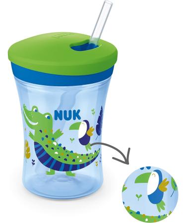 NUK Action Cup Toddler 12+ Months | Chameleon Effect | Leak-Proof Straw Cup | BPA-Free | Crocodile Green 230ml - Buy Online on SooperMarket.com
