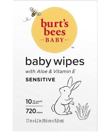 Burt's Bees Unscented Baby Wipes - 720 Count Pack, Hypoallergenic & All Natural with Aloe & Vitamin E - Fragrance Free Towelettes for Sensitive Skin - Buy Online on SooperMarket.com
