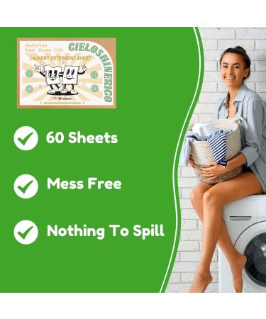 Eco-Friendly Laundry Detergent Sheets - Fresh Scent for Home Dorm Travel & Camping | 120 Loads 60 Sheets - Buy Online on SooperMarket.com