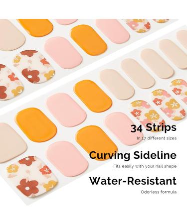 NAILOG Semi Cured Gel Nail Strips 34 pcs Salon-Quality Gel Nail Stickers Long Lasting Nail Wraps for Women with Soft Gel Finish Christmas New Year Design Waltz of The Flowers - Buy Online on SooperMarket.com