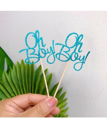 ALISSAR 24-Pack Glitter Blue Oh Boy Cupcake Toppers Cupcake Topper Picks for It'a A Boy Baby Shower Party Decoration Supplies - Buy Online on SooperMarket.com