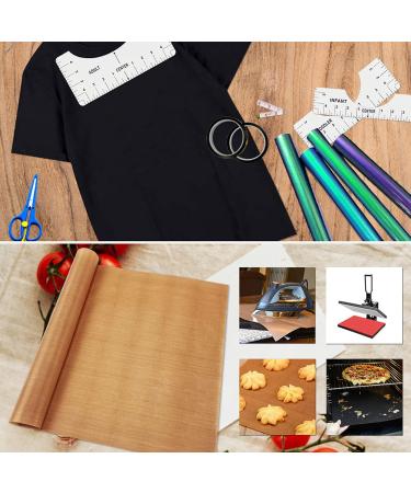 T-Shirt Alignment Ruler Set with Heat Resistant Tape, PTFE Teflon Sheets - 4 Rulers, 2 Rolls Tape, 3 Packs Sheets, 1 Tape Measure - Buy Online on SooperMarket.com