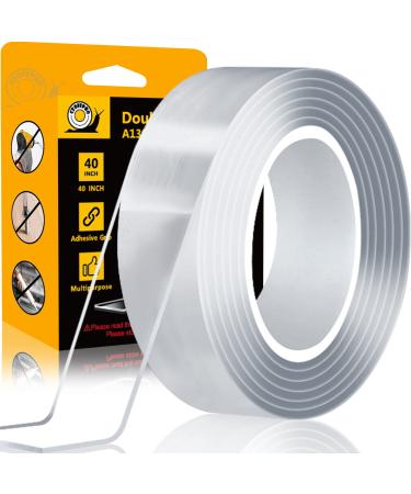 CZoffpro Double Sided Tape Heavy Duty - Clear Mounting Tape Adhesive Tape Two Sided Tape  Transparent Strong Tape Removable Double Stick Tape Wall Strips Picture Carpet Tape 1.18 x 40 1
