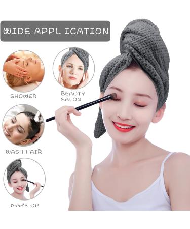 Super Absorbent Microfiber Hair Towel Wrap for Women - Quick Dry Turban for Wet Curly Long Thick Hair - Anti Frizz & Hands-Free Drying Towel (Grey) - Buy Online on SooperMarket.com