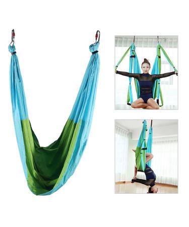 Cocoarm anti-heavy-aerial yoga fitness hanging handle inversion-swing-sling hammock including hammock straps with handle instructions fabric bag (sky blue and fruit green)