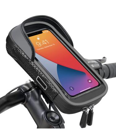 Waterproof mobile phone holder mobile phone holder bicycle steering pocket 360 rotatable outdoor bicycle bracket mobile bracket holder bicycle handlebar pocket bicycle pocket with rain hood for 7 inch smartphone GPS 20 10.5 7 centimeter gray