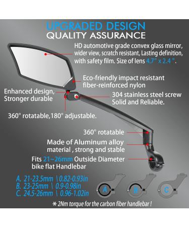 BriskMore Handlebar Bike Mirror - Scratch Resistant Glass Lens - Adjustable & Rotatable Rearview Bicycle Mirror - Silver Lens - Left Side - Buy Online on SooperMarket.com