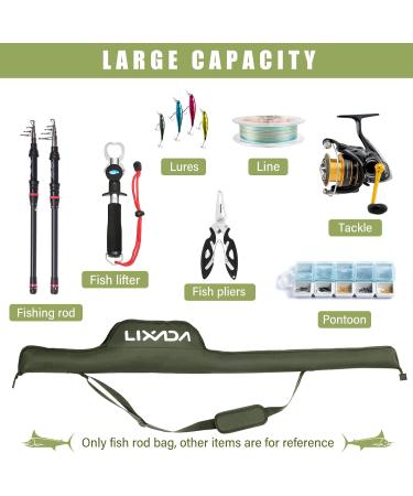 Lixada 55 Inch Portable Folding Fishing Rod Bag - Army Green | Protective Cover Case for Fishing Poles | Tackle Storage Solution - Buy Online on SooperMarket.com