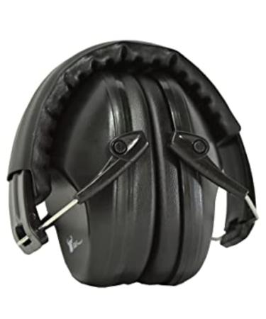 Earmuffs hearing protection with low profile passive folding design 26dB NRR and reduces up to 125dB, black Satin Black Earmuff