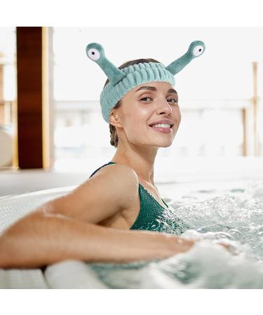 Snail Cartoon Spa Headband | Soft Coral Fleece Wraps for Women | Green Facial Makeup Hair Band - Buy Online on SooperMarket.com