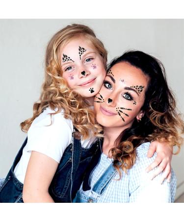 Cat Face Gems & Rhinestones for Women & Kids | Stick-On Whiskers & Body Gems | Perfect for Rave & Halloween Makeup - 4 Sheets - Buy Online on SooperMarket.com