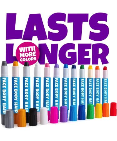 Blue Squid 12 Color Twistable Face Paint Marker Sticks Kit - Water Based Crayons for Kids & Adults | Halloween Belly Painting, Pregnancy Makeup | Body Paints Set - Buy Online on SooperMarket.com