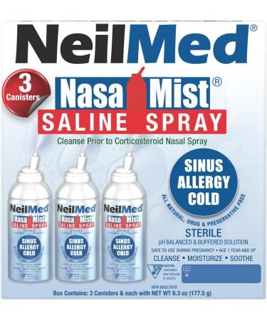 NeilMed NasaMist Saline Spray 177mL. All Natural pH Balanced & Buffered Solution - Soothe Moisturize and Cleanse Using Specially Designed tip. Contains 3 canisters - Buy Online on SooperMarket.com