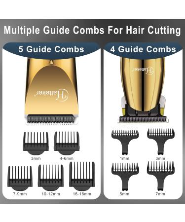 Hatteker Men's Professional Hair Clippers & T-Blade Trimmer Kit - Cordless Beard Cutting IPX7 Waterproof Gold - Grooming Essentials for Barbers & Home Use - Buy Online on SooperMarket.com