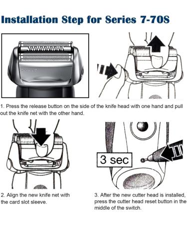 Buy 70S Series 7 Replacement Head Blades for Braun Men's Electric Razors | Compatible with 790CC 720 750CC 760CC 9565 9595 | Premium Foil & Cutter Trimmer Shaving Heads - Buy Online on SooperMarket.com