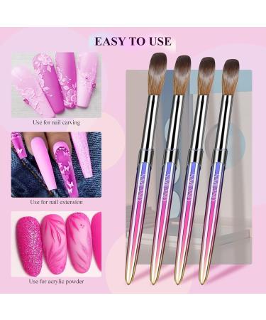 Saviland Acrylic Nail Brush Set - 4 Pcs Multicolored Acrylic & Gel Brushes (Size 10/12/14/16) for Nail Art - Perfect Gift for Women - Buy Online on SooperMarket.com