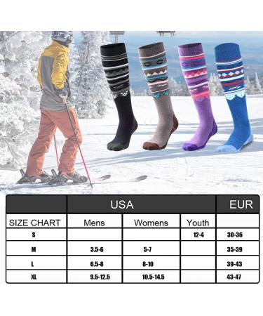 Tonifay Merino Wool Ski Socks for Men Women & Children - Warm Breathable Knee Socks for Skiing & Snowboard - Couples 2-Pack Size 43-47 - Buy Online on SooperMarket.com