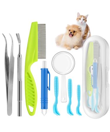 Tick remover set for dogs cat 3 -set tick lever 1 tick hook 1 tick pliers for tweezers tick removal in seconds the safe tick protection for children & pets dogs cats and humans blue and green