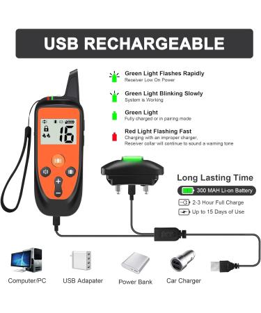 Remote Dog Training Collar with Sound & Vibration Modes - Rechargeable & Waterproof - 1000FT Range - Orange - Buy Online on SooperMarket.com