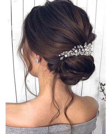Catery Rhinestone Bridal Hair Comb - Silver Wedding Hair Piece for Women and Girls - Buy Online on SooperMarket.com