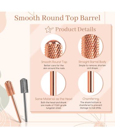 Dill Bits 2PCS 3/32'' Safety Nail Drill Bits | Carbide Bits for Acrylic & Soft Gel Nails | Manicure Pedicure Beginner Set in Rose Gold & Sky Grey | Medium-M - Buy Online on SooperMarket.com