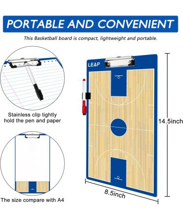 LEAP Coach Board Clipboard Premium Tactical Double-Sided Coach Marker Board with Full & Half Court Dry Erase Marker Board for Basketball Baseball Football Soccer Hockey Lacrosse & Volleyball Coahces Basketball Clipboard - Buy Online on SooperMarket.com