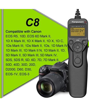 HANPUSEN Timer Remote Shutter Release Intervalometer for Canon EOS R5, 10D, 6D Mark II, 1D X Mark III, II, C, IV - C8 - Buy Online on SooperMarket.com