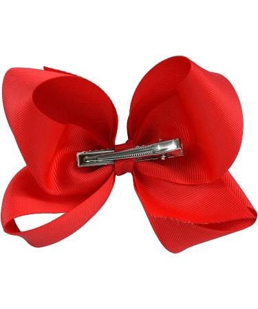 2-Piece Red Grosgrain Ribbon Hair Bow Set for Baby Girls - Alligator Clips, Infant to Kids Sizes - Buy Online on SooperMarket.com
