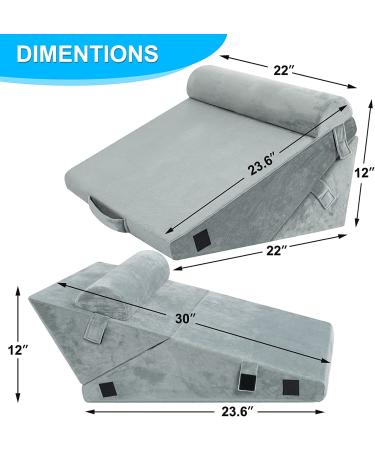 Howhom Adjustable Memory Foam Bed Wedge Pillow - Orthopedic Incline Cushion for Snoring, Allergies, Reading, Sleeping, Acid Reflux - Reduce Neck and Back Pain - Grey - Buy Online on SooperMarket.com