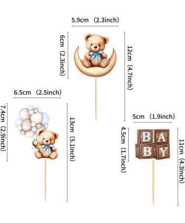 Cyodoos 36 PCS Baby Shower Bear Cupcake Toppers Selection Baby Bear Theme Baby Shower Decorative Supplies Jungle Animal Theme Baby Shower Birthday Party Cake Decorative Supplies blue Blue1 - Buy Online on SooperMarket.com