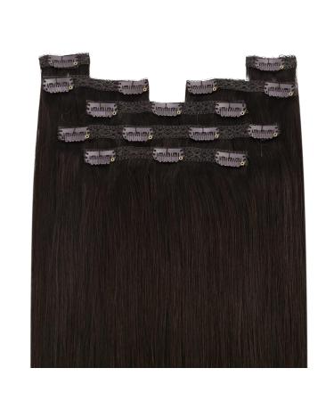 Youngsee Clip-In Extensions | Real Hair Brown 40 cm | Smooth Remy Hair Extensions (120g) - Dark Brown 7PCs - Buy Online on SooperMarket.com