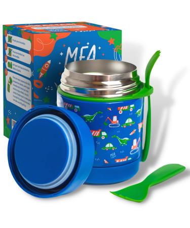 Marfrand.Thermal container baby porridge thermal maker K nder.Thermal mug baby porridge.Thermal container K nder.Thermal mug eat children.Isolated stainless steel 350 ml. Dinosaur.