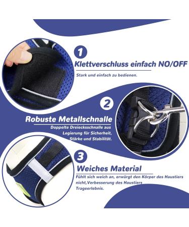 Adjustable Cat Dishes Break-In Set | Soft Inner Lining & Breathable Mesh for Cats & Puppies - Navy Blue (M) | International Shipping Available - Buy Online on SooperMarket.com