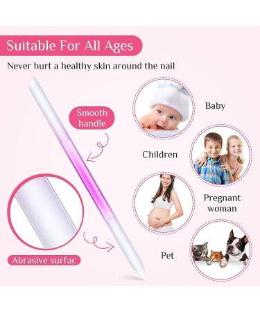 6-Piece Glass Cuticle Pusher & Nail File Set - Pink | Manicure Pedicure Kit - Buy Online on SooperMarket.com