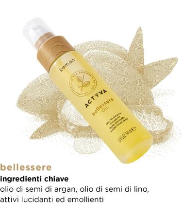 Kemon - Actyva Bellessere Oil for All Hair Types with Argan and Linseed Oils Silk Effect and Anti-Frizz - 50 ml - Buy Online on SooperMarket.com