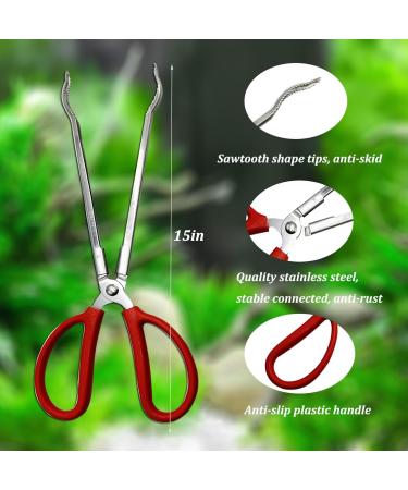 EvaGO 15 inch Black Aquarium Tweezers Stainless Steel Tweezer with Carbonation Protection Coating Against Rust Long Reptiles Feeding Tongs for Aquatic Plants Lizards Spider Snakes (15" Curved) - Buy Online on SooperMarket.com