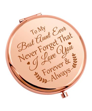 Mother s Day Aunt Gift from Niece and Nephew Present Compact Makeup Mirror Appreciation Gift to my Aunt Birthday Gift Idea for Auntie Best Aunt Graduation Personal Makeup Mirror Rose Gold Wedding Gift