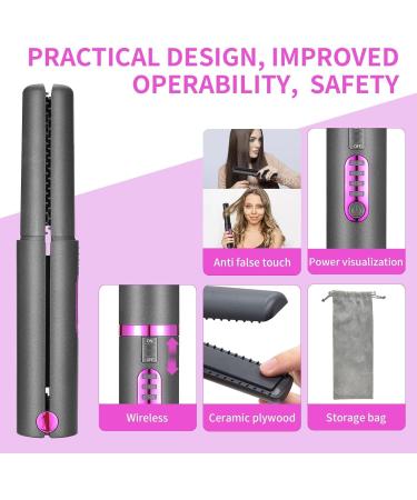 OBEST Cordless Hair Straighteners Curler 2 in 1 Mini Portable Travel Wireless Flat Iron Fast Heat Up Anti-Scald 3-Level Straightener for Swift Smooth and Glossy Hair Type-C Rechargeable (Grey) Gray - Buy Online on SooperMarket.com