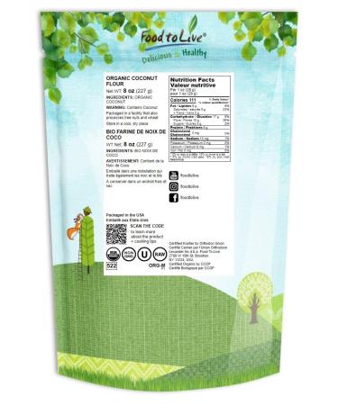 Organic Coconut Flour 8 oz | Non-GMO, Kosher, Raw, Vegan, Unsweetened | Fine Powder for Baking | Bulk Pack - Buy Online on SooperMarket.com
