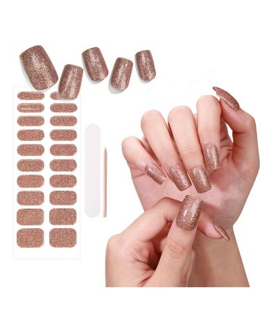 Semi Cured Gel Nail Strips Gel Nail Stickers - 20 Pcs Nail Stickers for Nail Art - Soft Self-Adhesive Gel Nail Wraps Easy Apply & Remove for Salon-Quality Manicure Kit (UV/LED Lamp Required)(BSS-0342)