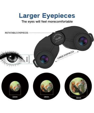 Compact 15x25 Waterproof Binoculars for Adults and Kids - Low Light Vision, Easy Focus - Ideal for Bird Watching - Black - Buy Online on SooperMarket.com