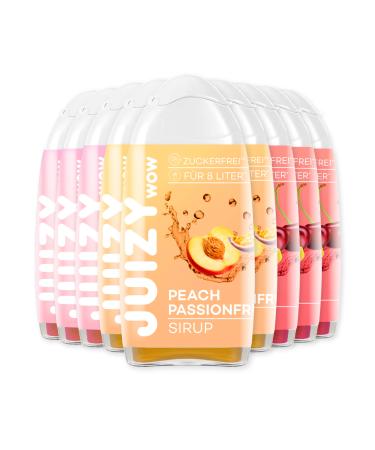Juizy WoW syrup sugar -free |9 x 65ml Mixed - up to 108l natural beverage syrup |Zero calories |Vegan 9er Bundle - Pink Grapefruit Cherry Lemon Peach PassionFruit |More Juice - Less Calories Mixed 9 x 65 ml