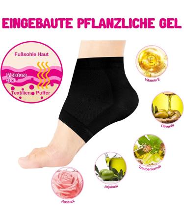 3 Pairs Moisturizing Gel Heel Socks - Soft Open Toe Socks for Dry Skin Care (Black) - International Shipping - Buy Online on SooperMarket.com