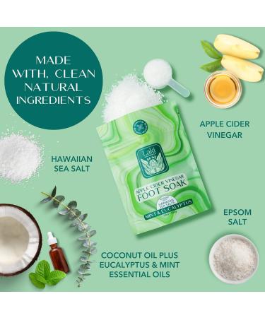 Laki Naturals Apple Cider Vinegar Foot Soak - Detox & Pedicure Treatment with Epsom Salt & Hawaiian Sea Salts (10 oz) | Refreshing Mint & Eucalyptus - Buy Online on SooperMarket.com