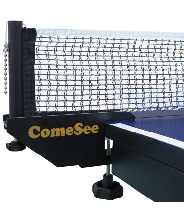 Comesee Professional Table Tennis Ping Pong Net Post Set Strength Screw Clamp with Net Clip Insert, 1.65 Inch Width Grip Holder, Tension and Height Adjustable Easy Set Up (Black)