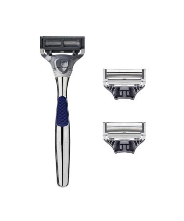 Harry's Razors for Men - Chrome Razor Handle | 5 Blade Razor with Lubricating Strip & Precision Trimmer 3 Cartridges 4 Piece set